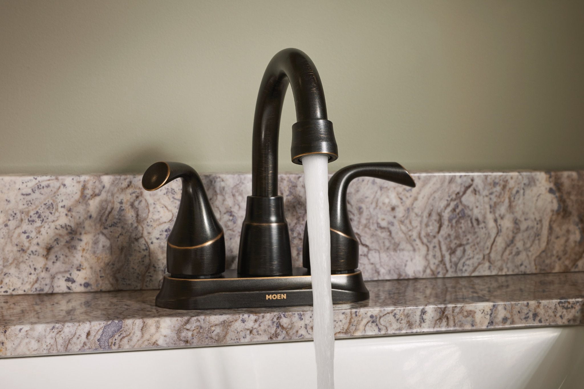Moen Idora Two-Handle Centerset Bathroom Sink Faucet with Drain Assembly, Mediterranean Bronze