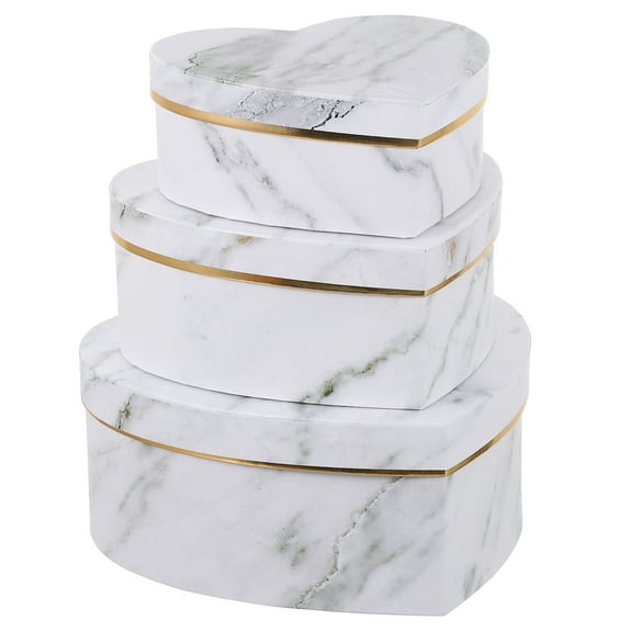 3-Piece Heart-Shaped Box Set, Decorative White Paper Storage Boxes for Weddings, Baby Showers, Parties, and Festive Occasions
