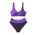 thumbnail image 4 of Huesdet Women's Ribbed Bikini Sets Scoop Neck Cheeky Swimsuit Textured Two Piece Bathing Suit(Purple,L), 4 of 6