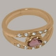 thumbnail image 4 of LBG British Made 10k Rose Gold Natural Pink Tourmaline & Cubic Zirconia Womens Band Ring - 33 size options - Size 6, 4 of 7