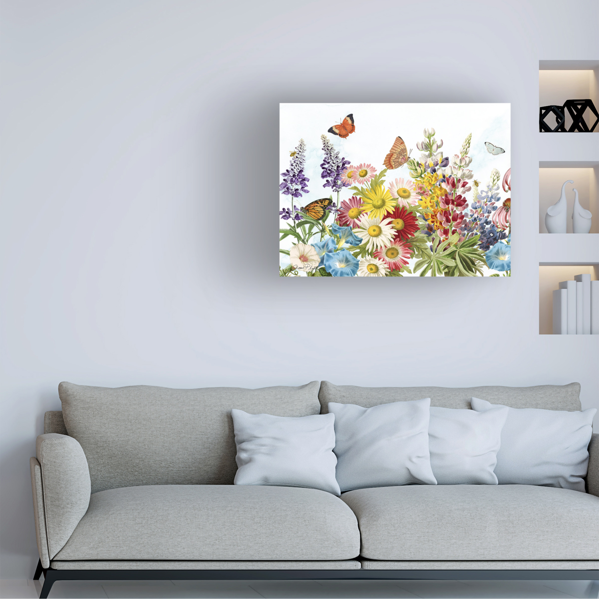 Canvas Wall Art - Jean Plout 'Summer Butterfly Garden Beauty B' Wall Art for Living Room, Bedroom, or Office DÃ©cor by Trademark Fine Art - 32 x 24 Inches