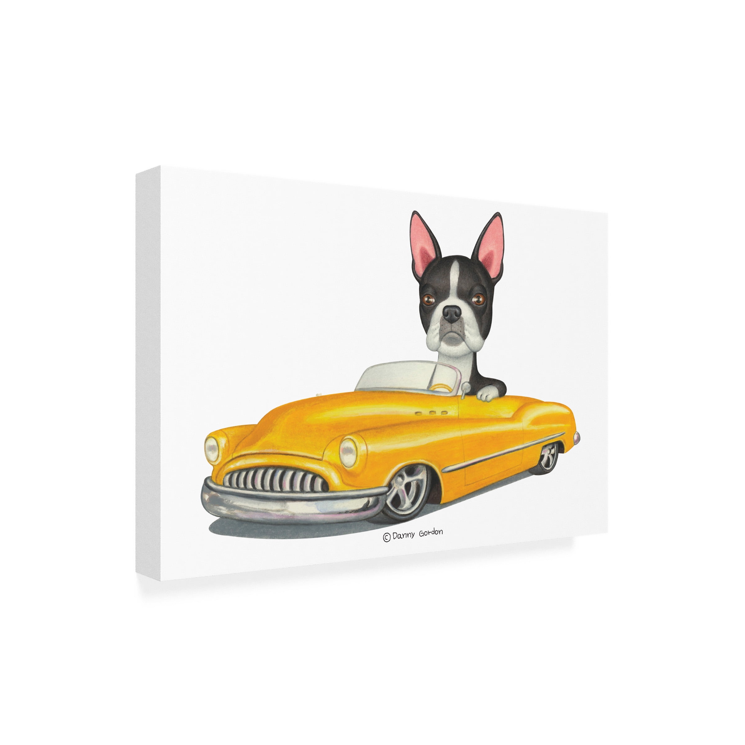 Danny Gordon Art 'Boston Terrier in Yellow Car' Canvas Art