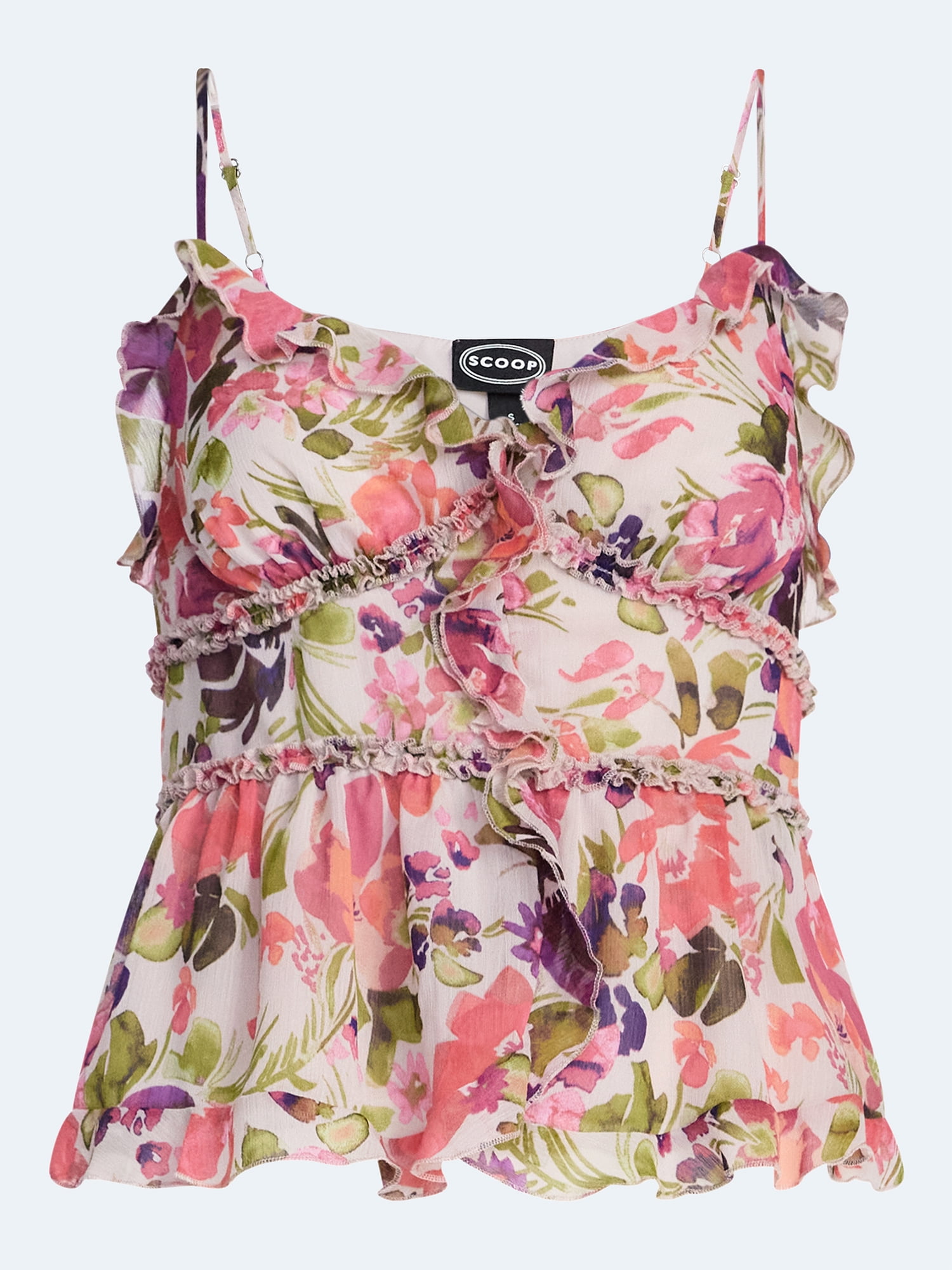 Scoop Women's and Women's Plus Ruffle Camisole Tank Top, Sizes XS-4X