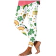 thumbnail image 3 of BiZtdJrK Womens St Patricks Leggings Stretchy High Waisted Soft Legging Pants Irish Shamrock Clover Print Tight Workout Yoga Pants Yellow XXXL, 3 of 7