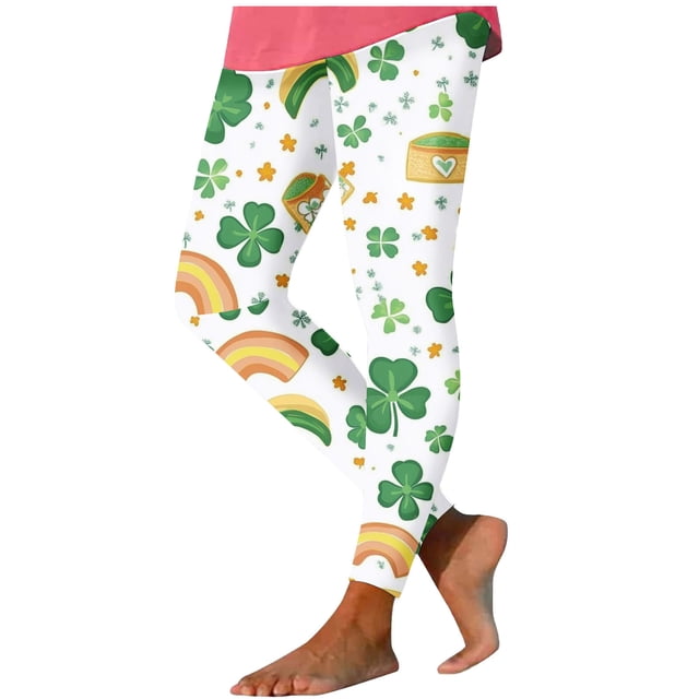 Pantalones de Yoga de Cintura Alta Pantalones de Yoga Largos Impresos Por el Día de San Patricio de las Mujeres con Tela Elástica, Calcetines de Carrera Y Entrenamiento para el Gimnasio, Pantalones C