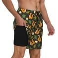 thumbnail image 3 of Picia Forest Squirrel pattern Mens Swim Trunks with Compression Liner Stretch Beach Shorts Quick Dry with Zipper Pockets No-Chafing Board Shorts-, 3 of 9