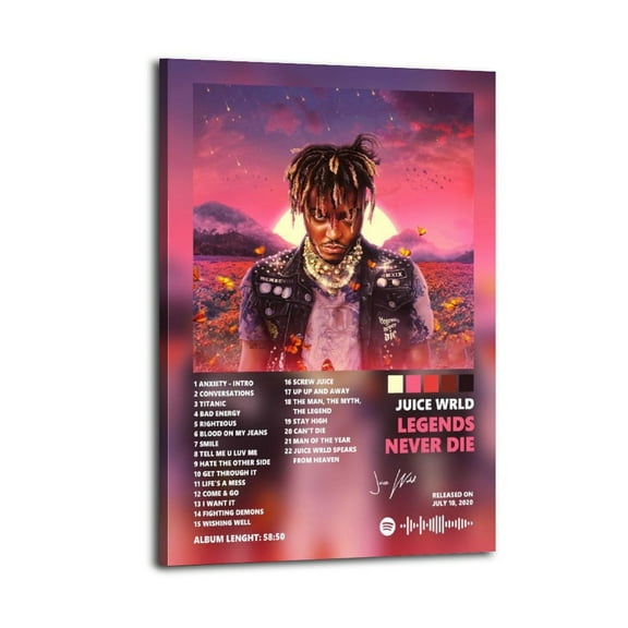 Legends Never Die-Juice Wrld Poster Wall Art Decoration Painting Living Room Hanging Painting Youth Versatile Festival Gift Bedroom Decoration Fashion Poster