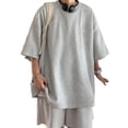 thumbnail image 1 of Man Casual Two Piece Short Set Waffle Texture Short Sleeve T Shirts Shorts Two Piece Outfits for Summer Grey L, 1 of 8