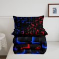 thumbnail image 5 of meiyoeat Geometric Abstract Art King Size Comforter Sets For Boys,Modern Plaid Comforters King Size For Kids,Black Reversible,3 Pieces, 5 of 7