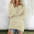 thumbnail image 2 of Yigetop Fuzzy Sweater for Women, Women's Fashionable Long Sleeve Pullovers Loose Fuzzy Jumper Sweater Fleece Pullover Women Beige L, 2 of 7