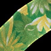 The Ribbon People Green and Yellow Blossom French Wired Craft Ribbon 1.5" x 22 Yards