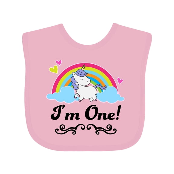 Inktastic 1st Birthday Unicorn Rainbow 1 Year Old Party Girls Baby Bib