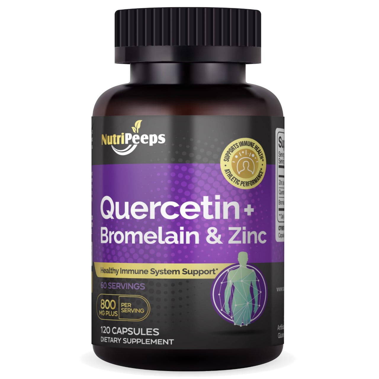 Nutripeeps Quercetin with Bromelain & Zinc, 800mg, Immune Support ...