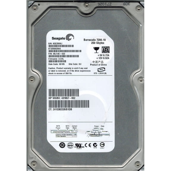 Seagate ST3250620AS P/N: 9BJ14E-022 F/W: 3.CHL 250GB SU