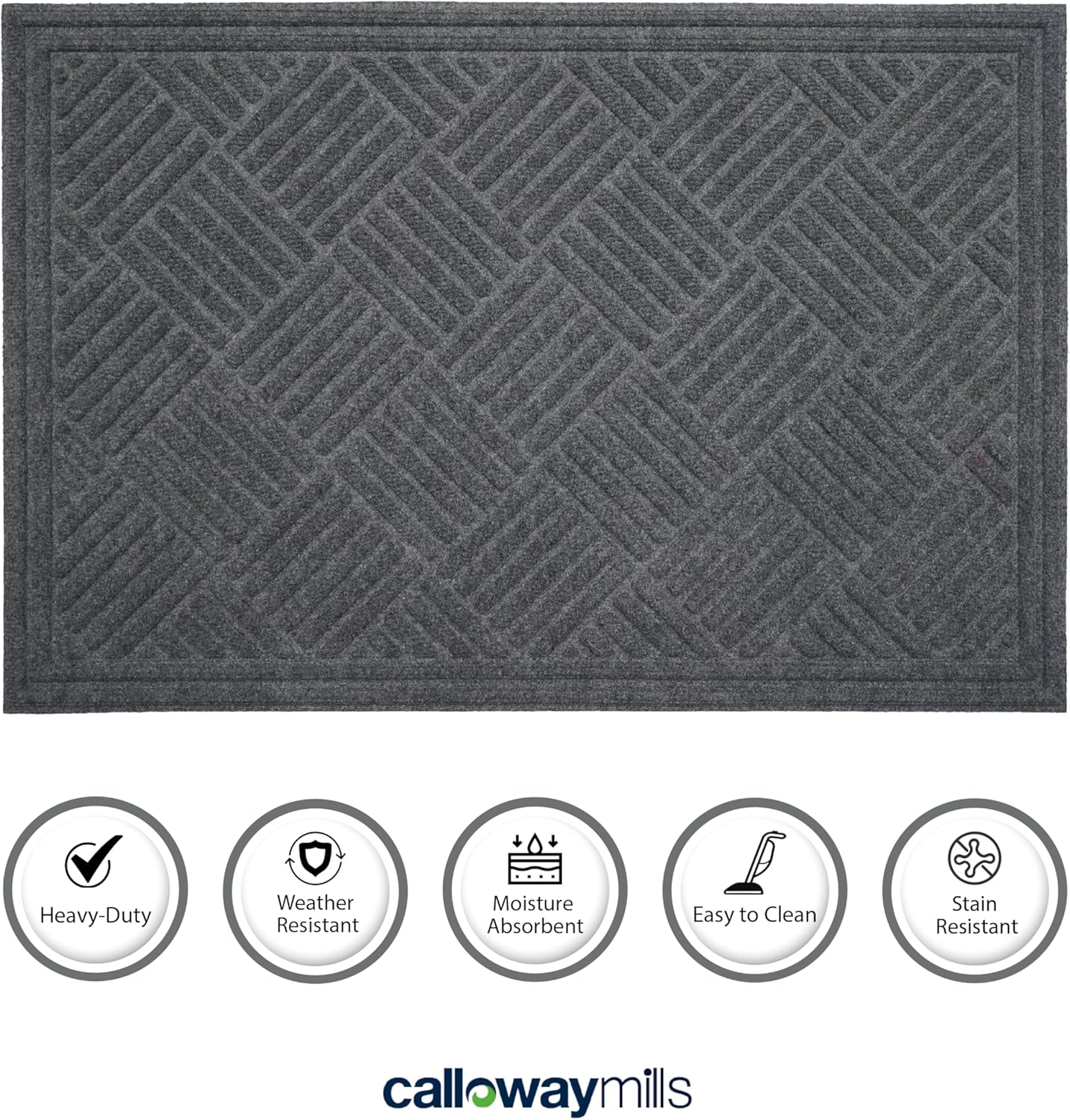 Calloway Mills 113220203 Chess Ribbed Grey Mat 2"x 3"