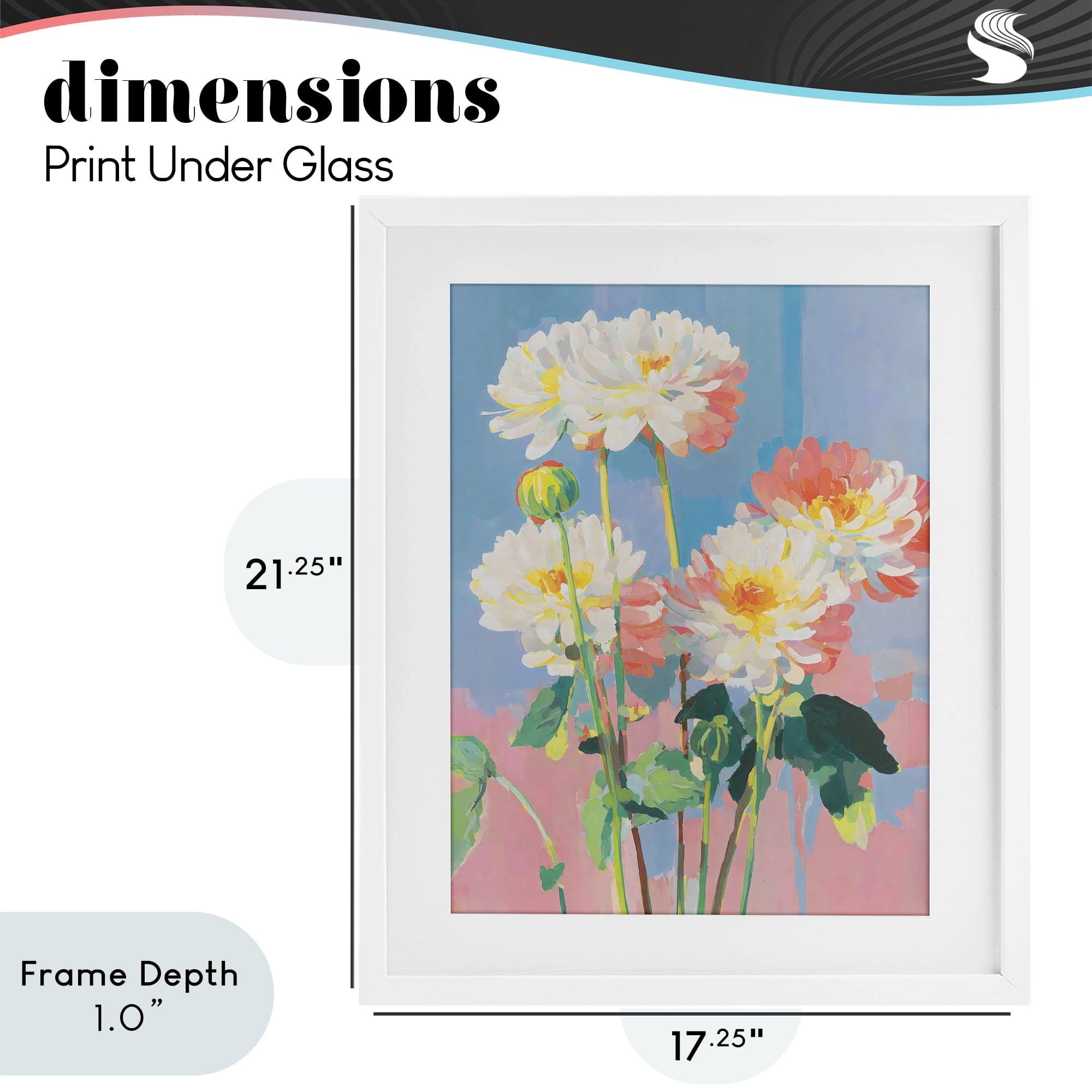 Stupell Industries Colorful Chrysanthemum Impressions White Framed Print Under Glass, design by Sisi and Seb