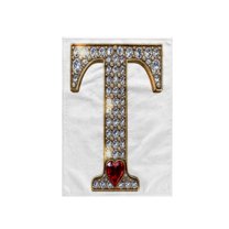 3dRose, Glam Image Of Diamonds Red Heart Monogram Initial T, 15x22 Hand Towel