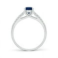 thumbnail image 2 of ANGARA Natural Solitaire Oval Sapphire Ring with Pave Diamond Accents in 14K White Gold for Women (Size-7x5mm) | September Birthstone, Anniversary, Jewelry Gift for Women | Natural Blue Sapphire Ring, 2 of 7