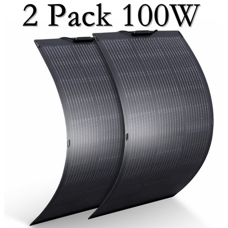 ALLPOWERS 2 Pack 100 Watt Solar Panel, Flexible, Monocrystalline, IP68 Waterproof, Portable Solar Panel Charger for Camping, RV, Boat, Motorhomes, Home Backup, Generator, Power Station