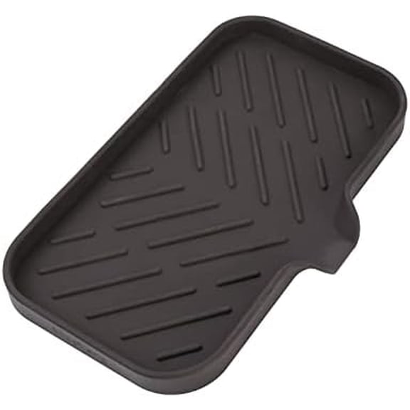 Silicone Bathroom Soap Dishes with Drain Spout-Bathroom and Kitchen Sink Organizer,Sponge Holder,Dish Soap Tray,Perfect for Dispenser,Scrubber,Bottle,Cup on Sink or Counter-Coffee 9.6"×5.3"