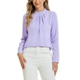 thumbnail image 1 of BLUSA DE CHIFFON CON CUELLO ALTO INSPIRADA EN CHIC OTOÑO INVIERNO PARA MUJERES, CAMISA DE MANGA LARGA DE NEGOCIOS CASUAL TAMAÑO S, MORADO, 1 of 6