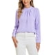 thumbnail image 1 of BLUSA DE CHIFFON CON CUELLO ALTO INSPIRADA EN CHIC OTOÑO INVIERNO PARA MUJERES, CAMISA DE MANGA LARGA DE NEGOCIOS CASUAL EN L MORADO, 1 of 6
