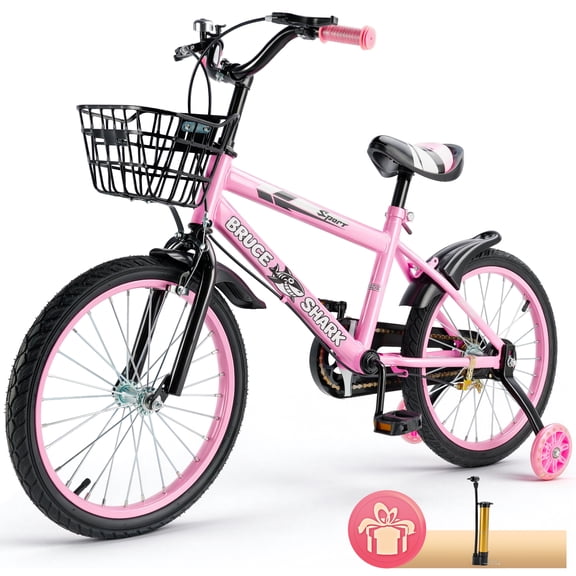 Kids Bike for Ages 3-10 Years Old Boys Girls, 14/16/18 Inch Kid's Bikes with Training Wheels, Basket, Dual Brake, Children Bicycle for Kids and Toddler Beginners, Pink/Red