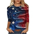 thumbnail image 2 of Odbmxy 3/4 Sleeve T Shirt Women 4th of July Summer Womens Shirts Casual Regular Vacation Vintage Stars Tops, 2 of 5
