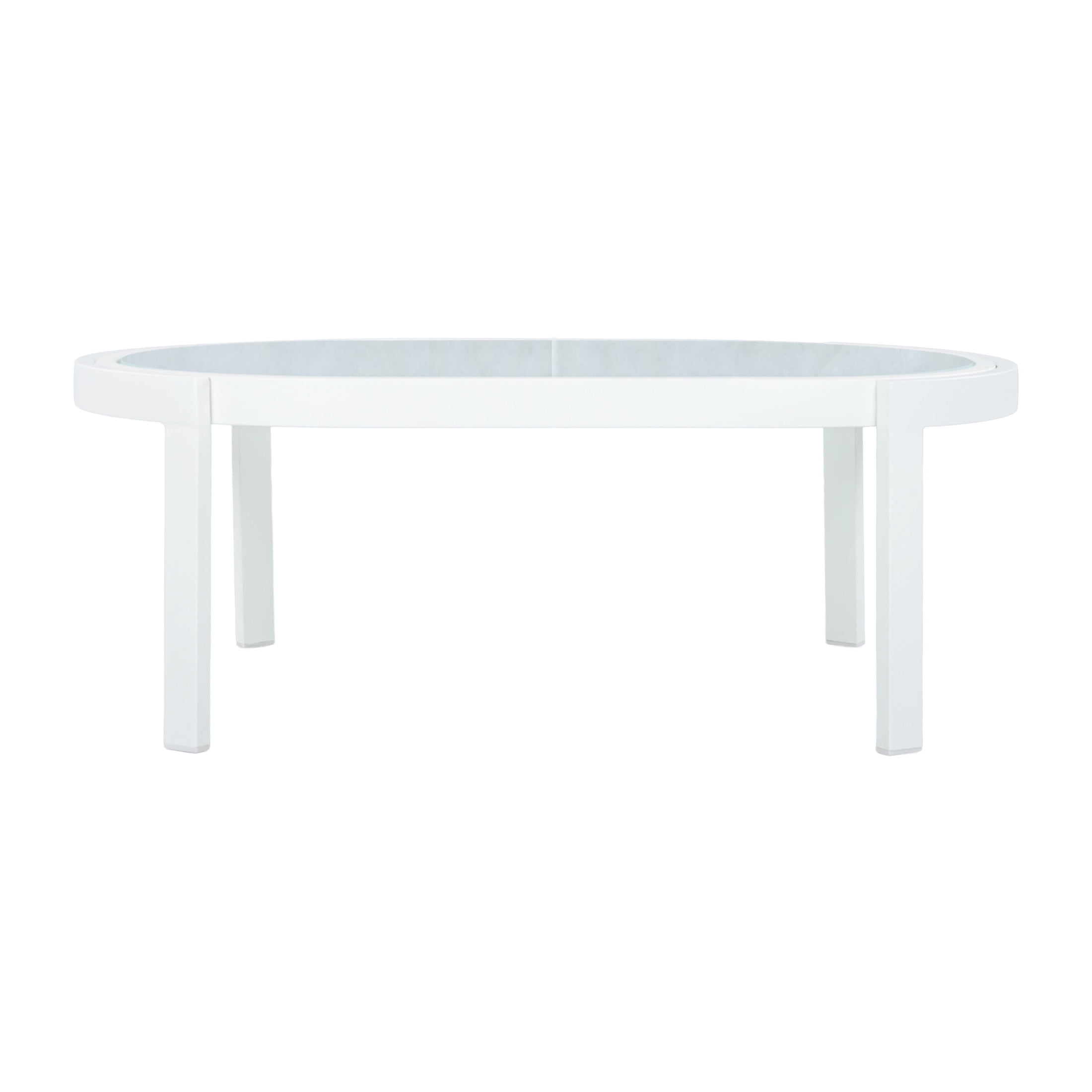 Christopher Knight Home Outdoor Oval Coffee Table, Aluminum Frame with Tempered Glass Top, White