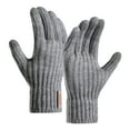 thumbnail image 3 of Dyfzdhu Men Knitted Gloves Winter Outdoor Warm Velvet Cycling Sports Woolen Gloves Grey, 3 of 5