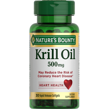 Nature's Bounty Krill Oil Softgels, Heart Health, 500 Mg, 30 Rapid Release Softgels