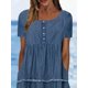 thumbnail image 3 of Vestido de manga corta con cuello redondo para mujer, ropa informal, trajes de mezclilla, Color sólido, volantes en cascada, vestido largo, Swing grande, elegante, 3 of 4