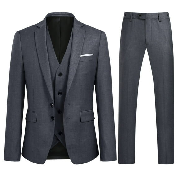 Cloudstyle Mens Slim Fit 3 Piece Suit Classic Business Wedding Suits Tuxedo Blazer Waistcoat Trousers