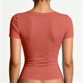 thumbnail image 7 of Basic Womens V Neck Short Sleeve T Shirt Slim Fit Tees Summer Y2k Going Out Fitted Tops Tight Shirts Vermilion L, 7 of 7