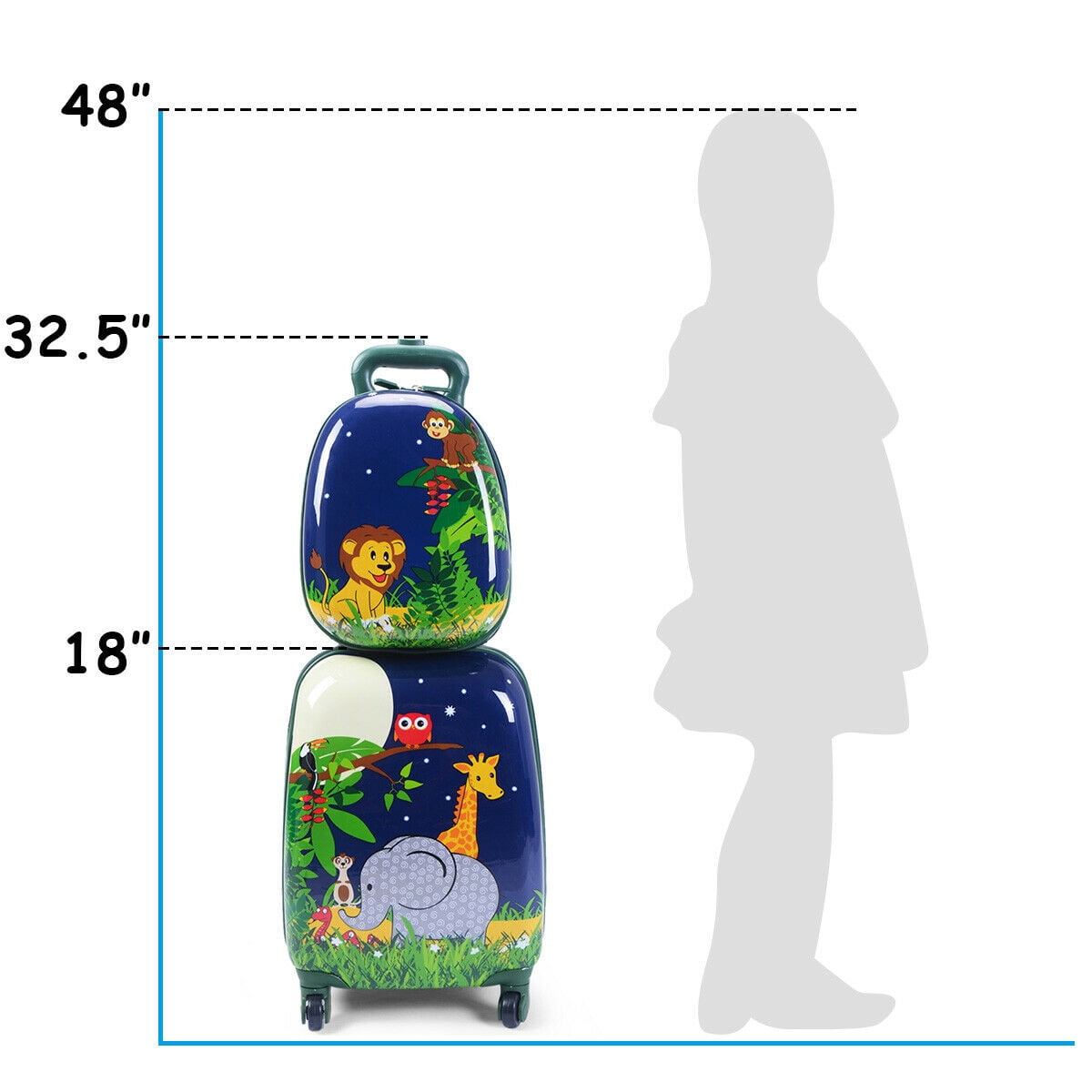 Costway 2Pcs 12'' 16'' Kids Luggage Set Suitcase Backpack School Travel Trolley ABS