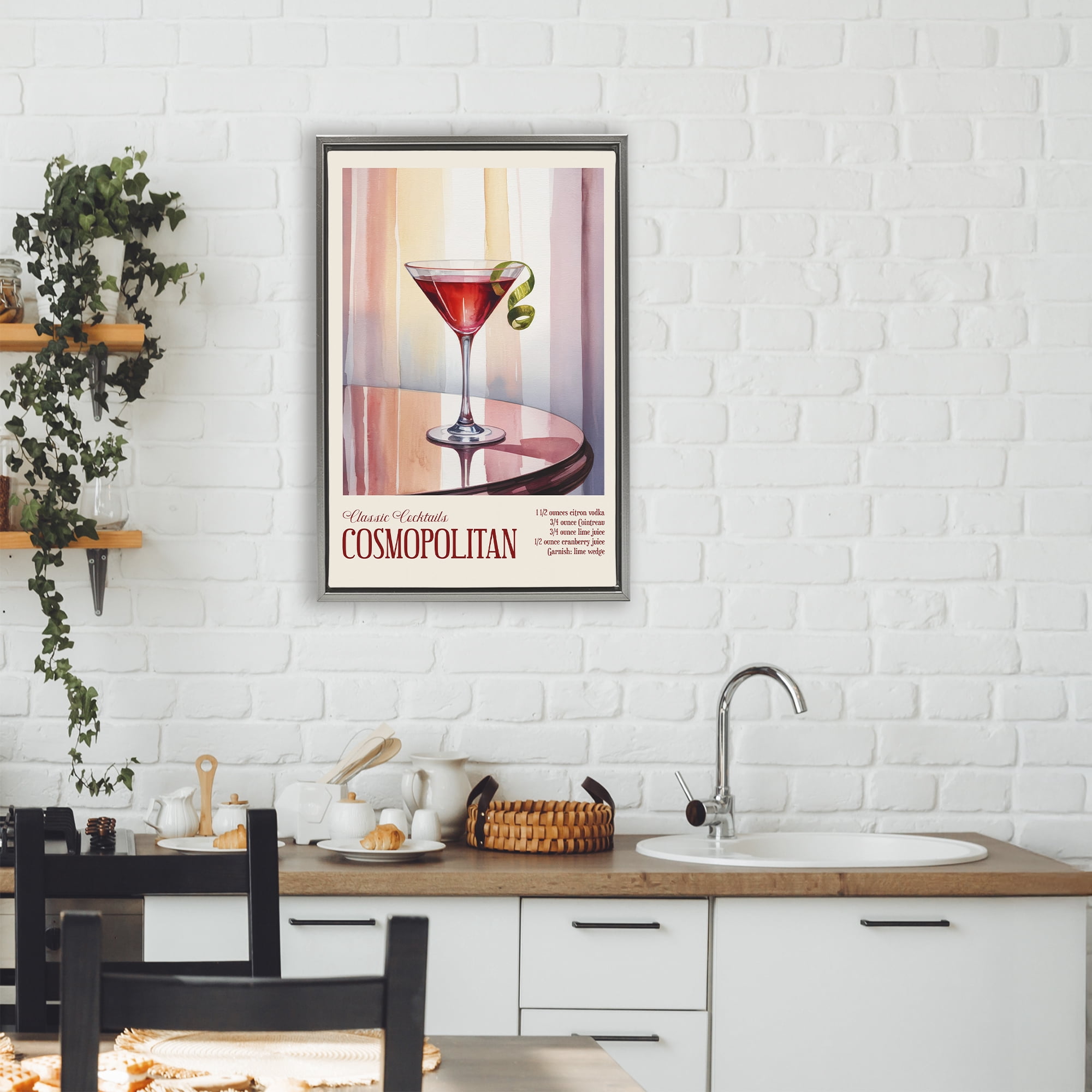 Stupell Industries Cosmopolitan on Reflective Table Gray Framed Floater Canvas Wall Art, design by Andreas Magnusson