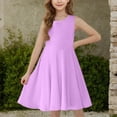 thumbnail image 4 of Ulitacool Girls' Dresses Summer Sleeveless Sundress Crewneck Solid Color Gown Fashion Clothes 13-14 Years Purple, 4 of 7