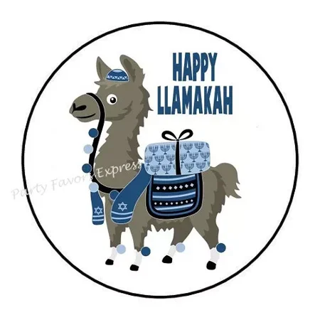 Happy Llamakah Hanukkah Sticker Party Favors Sticker Envelope Seals Labels Stickers Phone Decal Water Bottle Stickers Car Decals, Laptop Sticker