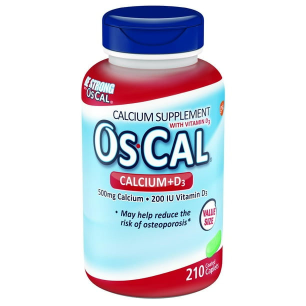 OsCal Calcium + D3 500 mg Calcium Supplement with 200 IU Vitamin D3 to