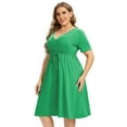 thumbnail image 2 of Plus Size Dress For Women, Spring Casual Midi Dress With Pocket And Sleeve, 2 of 5