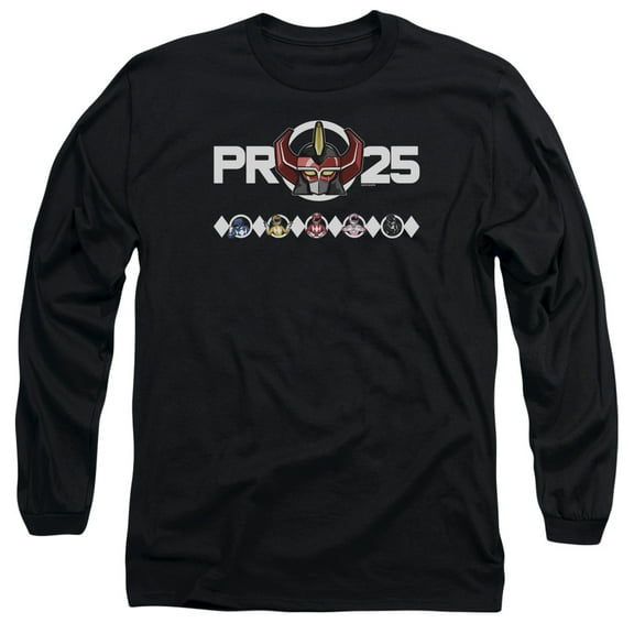 Power Rangers Megazord 25 Long Sleeve Adult 18/1 T-Shirt Black