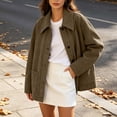 thumbnail image 6 of Edvintorg Women's Coats Plus Size Button Down Casual Jacket Long Sleeve Turndown Collar Loose Outerwear with Pocket Womens Fashion Coffee S-3XL, 6 of 9