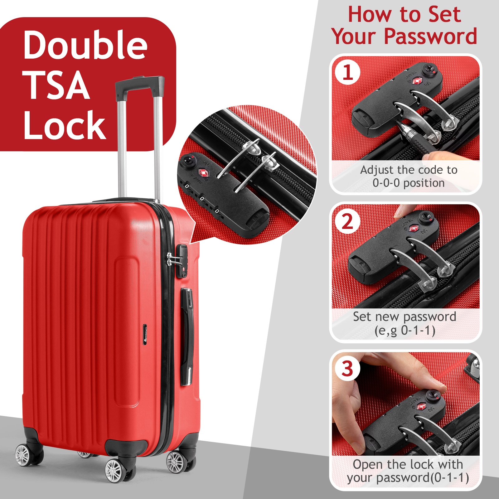 holiday専用 Zimtown 3 Piece Nested Spinner Suitcase Luggage Set With TSA