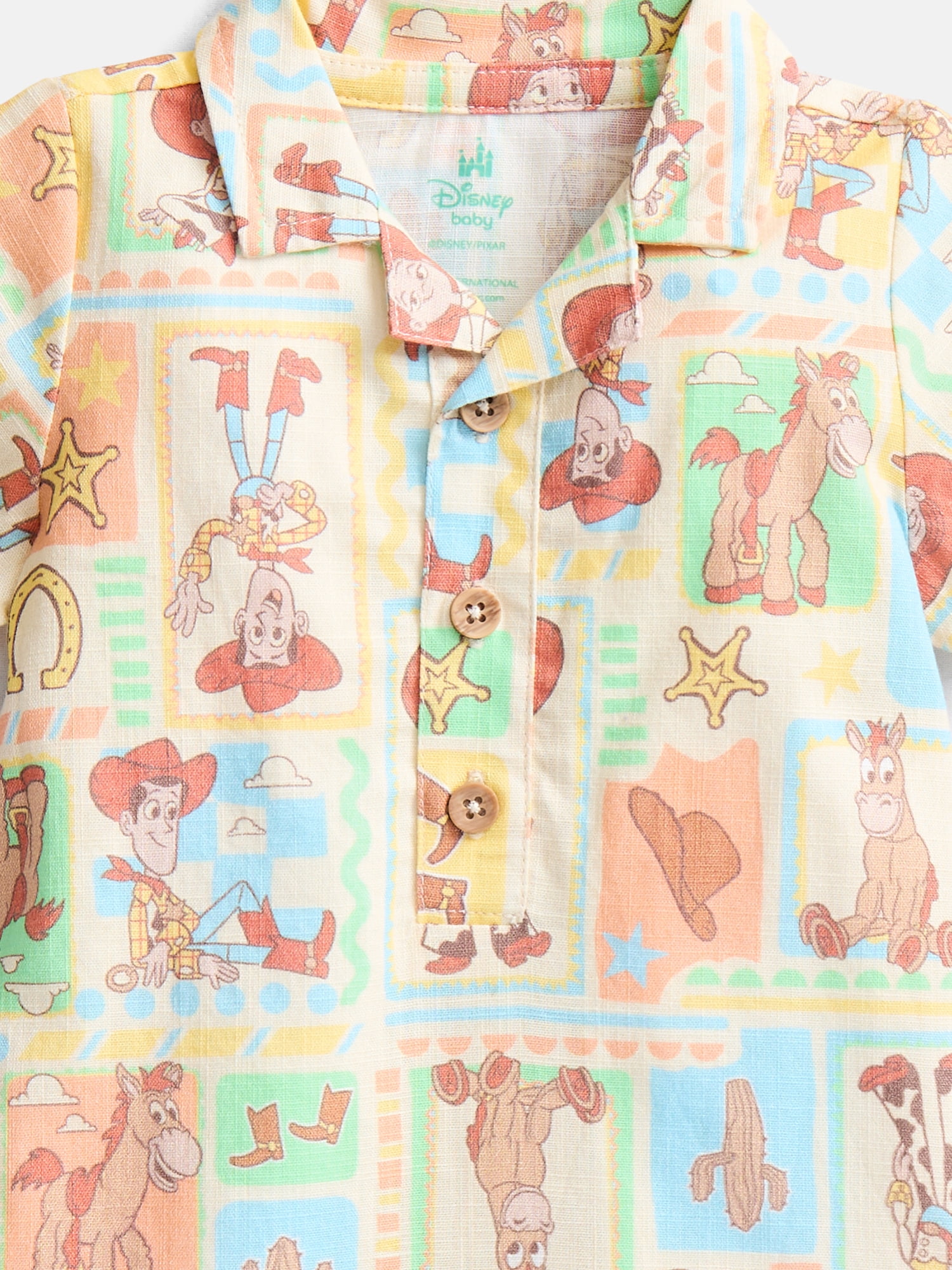 Toy Story Baby Boys' Print Cotton Romper and Bucket Hat Set, 2-Piece, Sizes 0/3M-24M