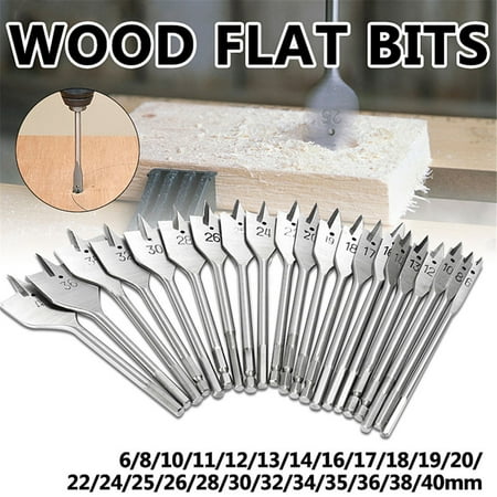 

GoFJ 6-40mm Flat Wood Drill Bits Carbon Steel Spade Hex Shank Cutter Carpenter Tool