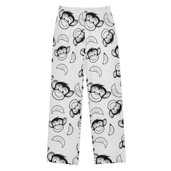 joogoo Cartoon Monkey Banana-1 Pajama Pants Pj Bottoms Sleepwear Lounge L