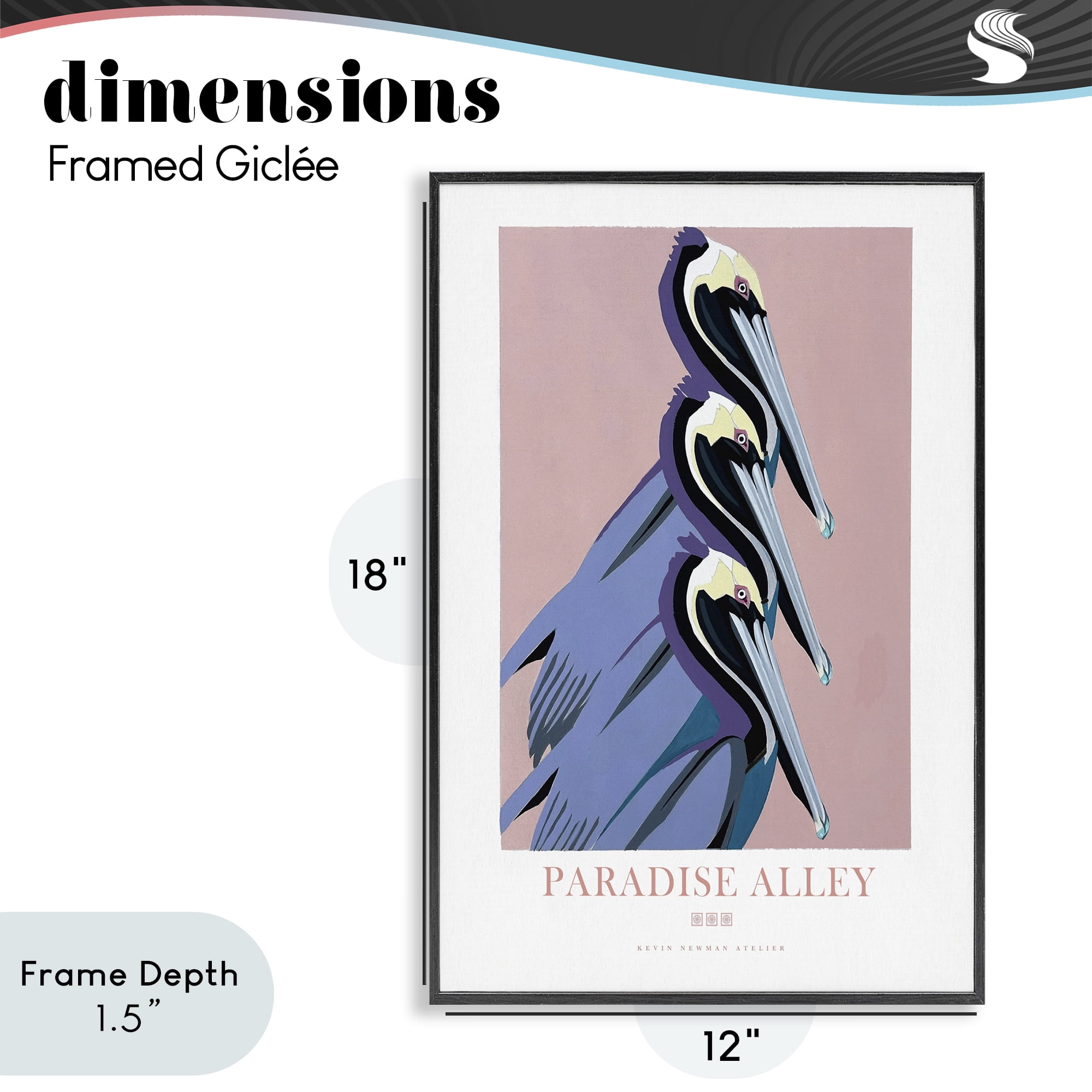 Stupell Industries Paradise Alley Pelican Trio Black Framed Giclee Art, design by Jadei Graphics