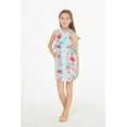 thumbnail image 2 of Girl Hawaiian Round Neck with Ruffle Dress in Pink Turquoise Hibiscus Vine Size 14, 2 of 5