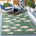 thumbnail image 2 of SAFAVIEH Courtyard Trena Fishes Indoor/Outdoor Area Rug, Dark Green/Ivory, 4' x 4' Square, 2 of 12