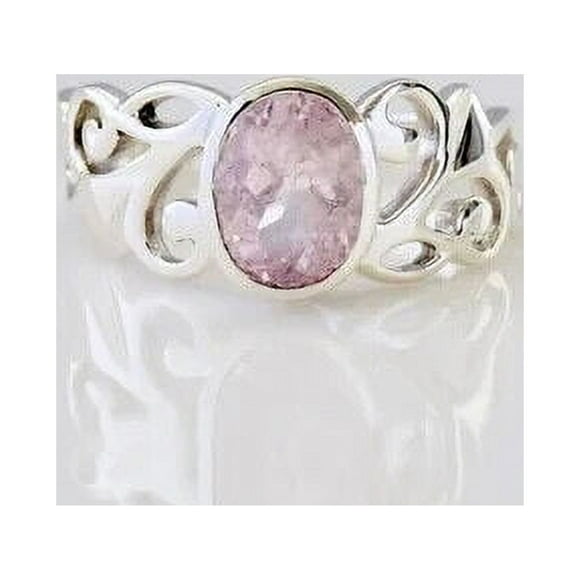 Morganite Ring Natural Morganite Gemstone Sterling Silver Swirling Dainty Ring